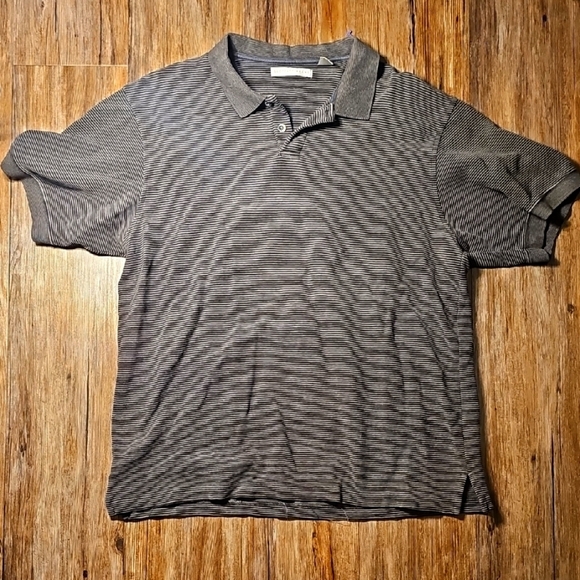 Mens Geoffrey Beene Gray Striped Cotton Rayon Polo Shirt XL - Picture 1 of 5